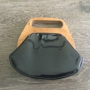 Vintage Midcentury Kids Vinyl Wooden Handle Purse